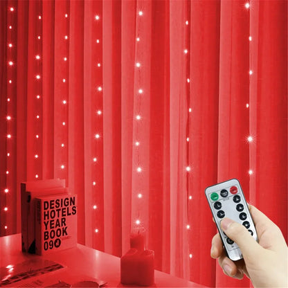 USB LED Curtain 8Modes Remote Control Lights Holiday Wedding Garland Lights for Bedroom Living Room Decor Christmas Decorations