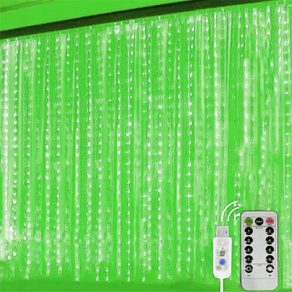 USB LED Curtain 8Modes Remote Control Lights Holiday Wedding Garland Lights for Bedroom Living Room Decor Christmas Decorations
