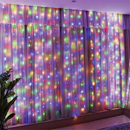 USB LED Curtain 8Modes Remote Control Lights Holiday Wedding Garland Lights for Bedroom Living Room Decor Christmas Decorations