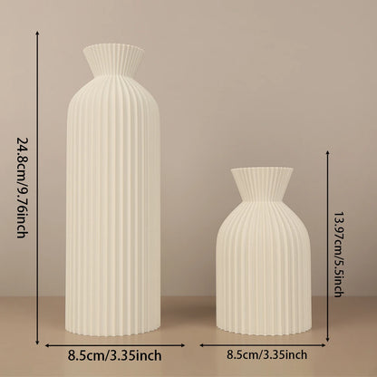 Cross-Border Minimalist Wabi-Sabi Style Vertical Striped Waisted Vase For Nordic Modern Style Home Soft Decoration Floral Contai