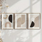 3pcs Modern minimalist abstract line painting, beige geometric frameless mural, bohemian style home décor, frameless wall art
