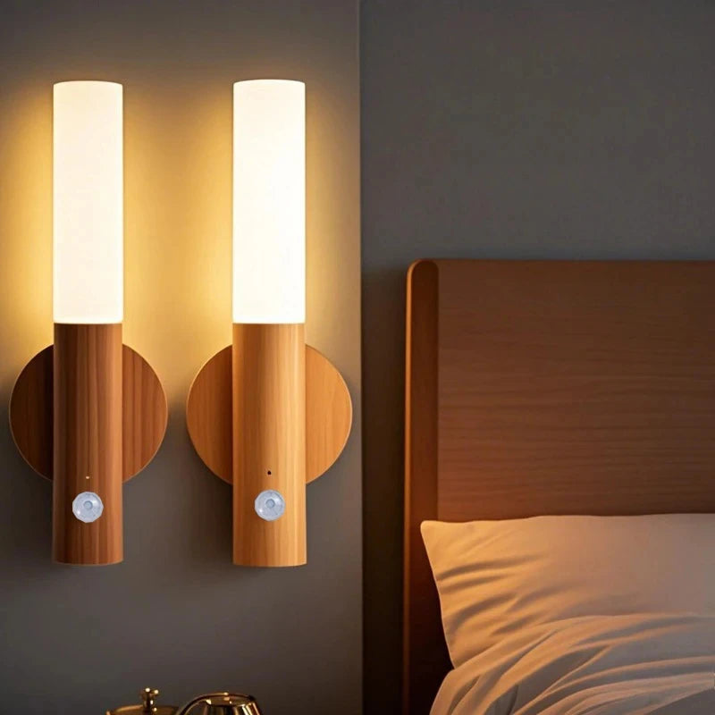 Lámpara LED nocturna con sensor de movimiento y carga USB, inteligente, para mesita de noche, armario o cualquier otro lugar.