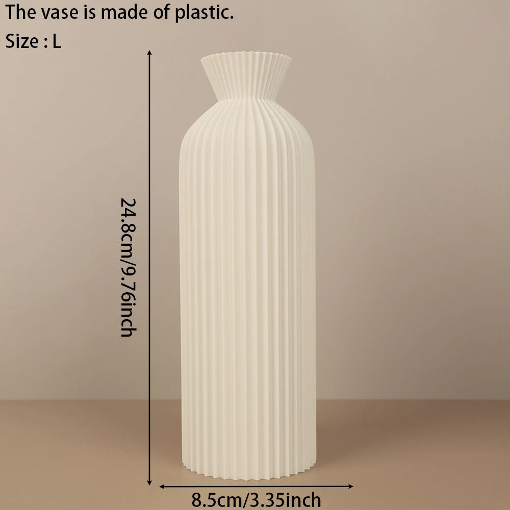Cross-Border Minimalist Wabi-Sabi Style Vertical Striped Waisted Vase For Nordic Modern Style Home Soft Decoration Floral Contai
