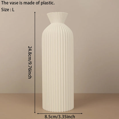Cross-Border Minimalist Wabi-Sabi Style Vertical Striped Waisted Vase For Nordic Modern Style Home Soft Decoration Floral Contai
