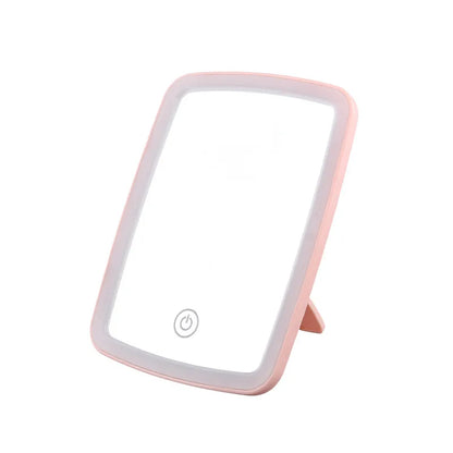 USB Charging LED Makeup Mirror with Touch Sensor 3 Color Lighting  Adjustable Brightness Folding Tabletop Cosmetic Mirror with