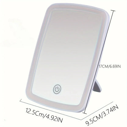 USB Charging LED Makeup Mirror with Touch Sensor 3 Color Lighting  Adjustable Brightness Folding Tabletop Cosmetic Mirror with