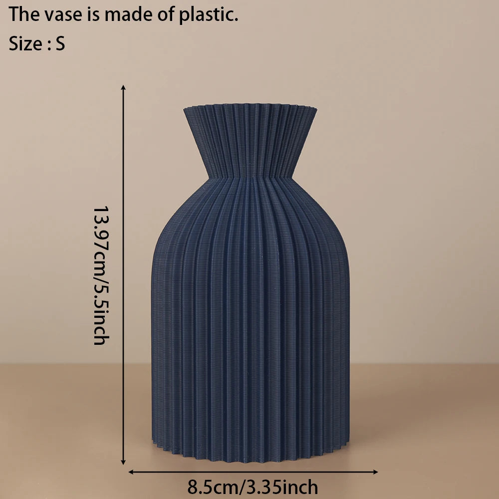 Cross-Border Minimalist Wabi-Sabi Style Vertical Striped Waisted Vase For Nordic Modern Style Home Soft Decoration Floral Contai