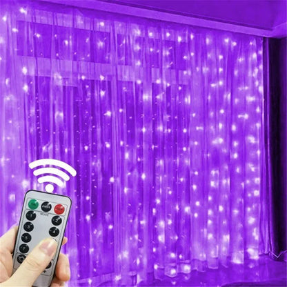 USB LED Curtain 8Modes Remote Control Lights Holiday Wedding Garland Lights for Bedroom Living Room Decor Christmas Decorations