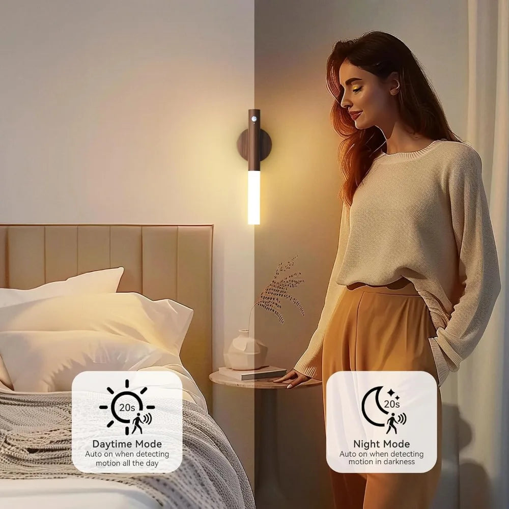 Lámpara LED nocturna con sensor de movimiento y carga USB, inteligente, para mesita de noche, armario o cualquier otro lugar.